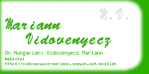 mariann vidovenyecz business card